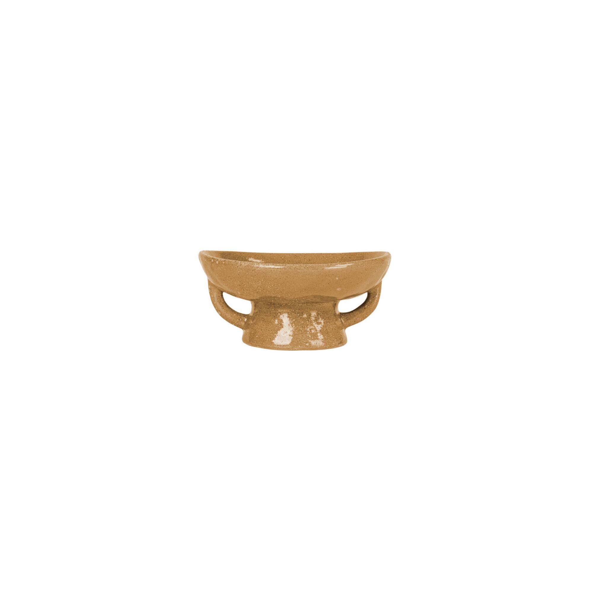 Hello Honey® 8" Taupe Stoneware Footed Pedestal Bowl with Handles